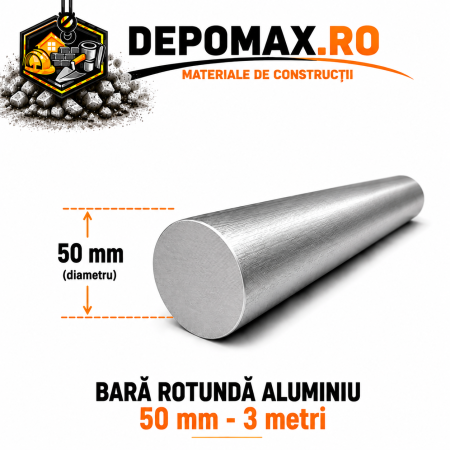 Bara rotunda aluminiu 50 mm, 3 metri, EN AW-6082